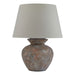 Grey Linen Shade Table Lamp With Brown Round Ceramic Base - Siena