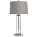Grey Linen Shade Table Lamp With Clear Glass Base - Roma