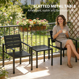 HDPE 3 Pieces Garden Bistro Set With Steel Frame - Velmora