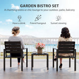 HDPE 3 Pieces Garden Bistro Set With Steel Frame - Velmora