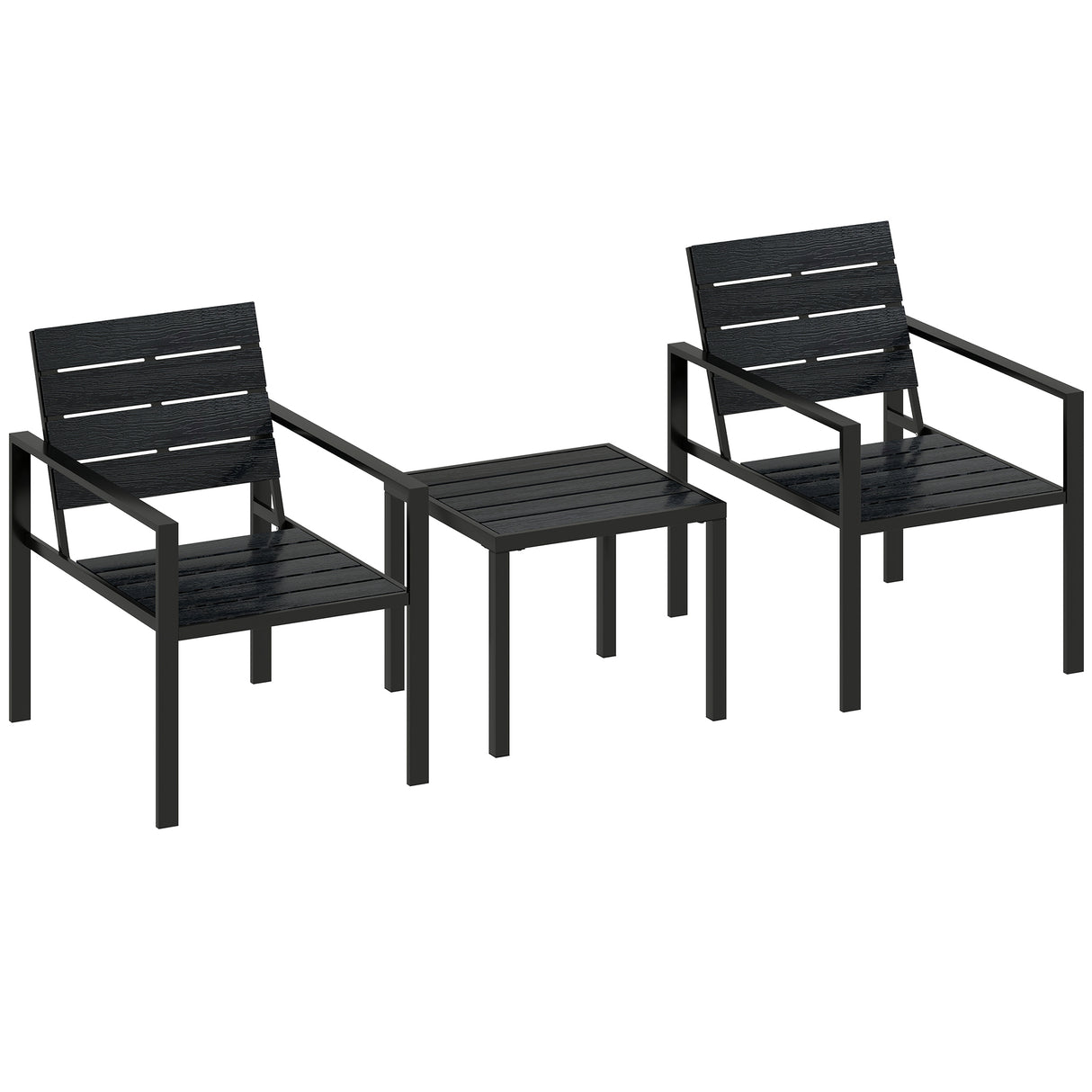 HDPE 3 Pieces Garden Bistro Set With Steel Frame - Velmora