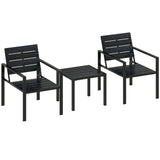 HDPE 3 Pieces Garden Bistro Set With Steel Frame - Velmora