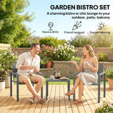 HDPE 3 Pieces Garden Bistro Set With Steel Frame - Velmora