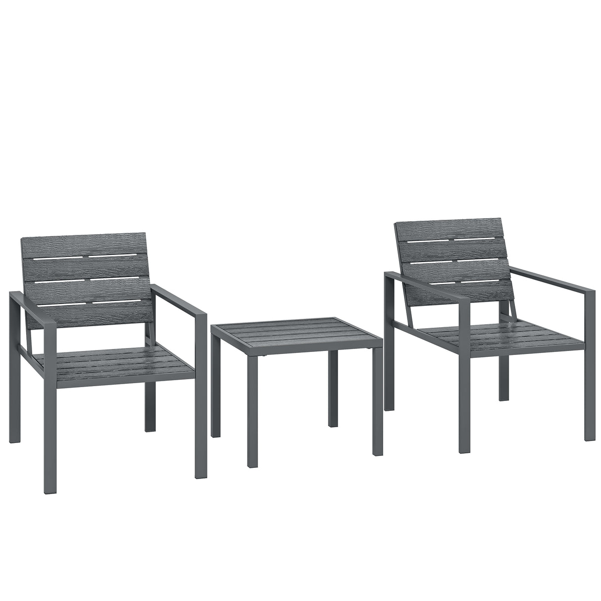 HDPE 3 Pieces Garden Bistro Set With Steel Frame - Velmora