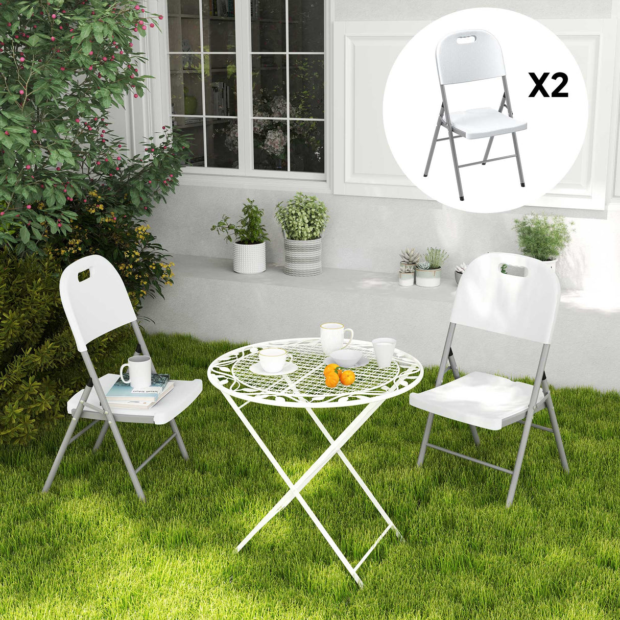 HDPE Foldable Garden Chairs in Set of 2 - Velmora
