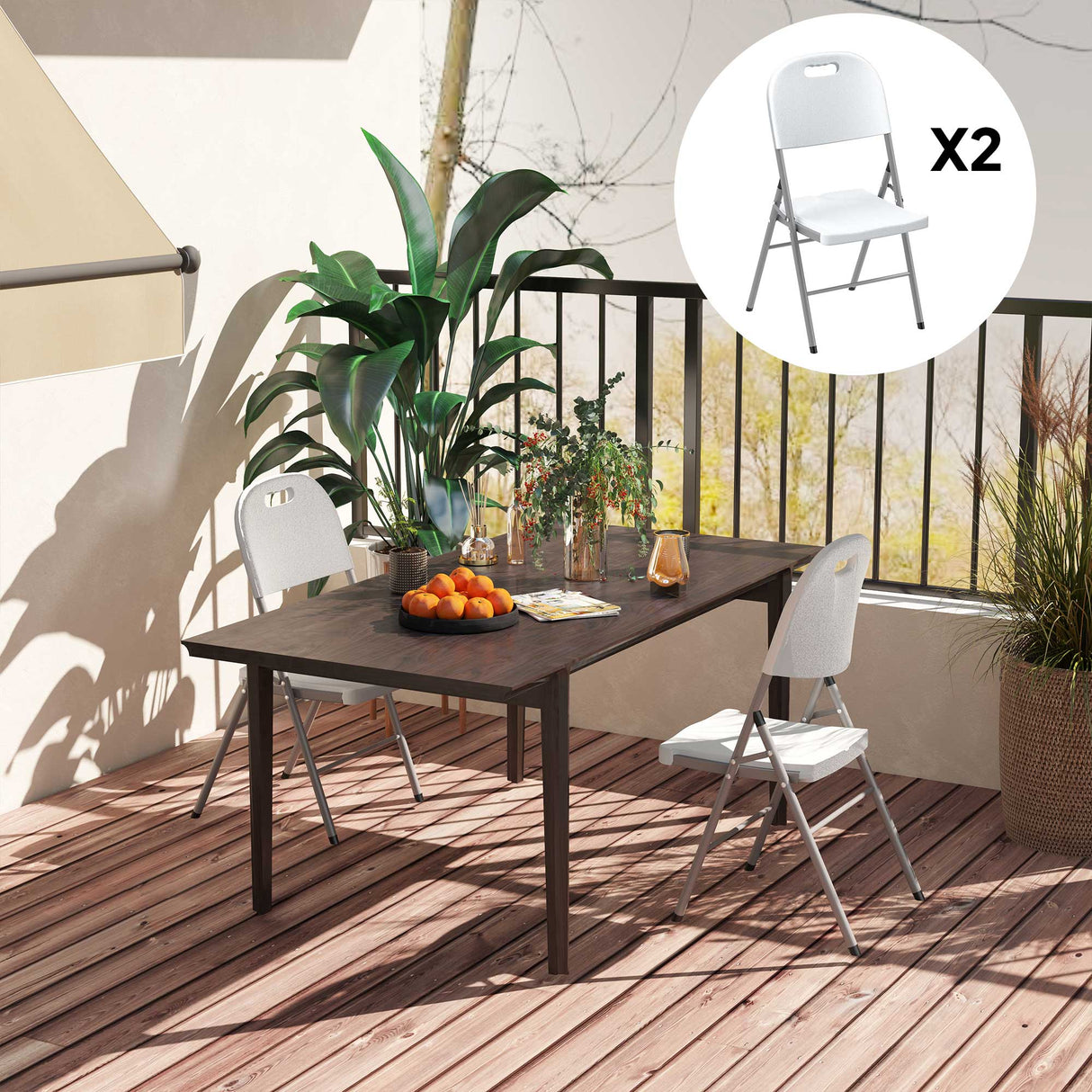 HDPE Foldable Garden Chairs in Set of 2 - Velmora