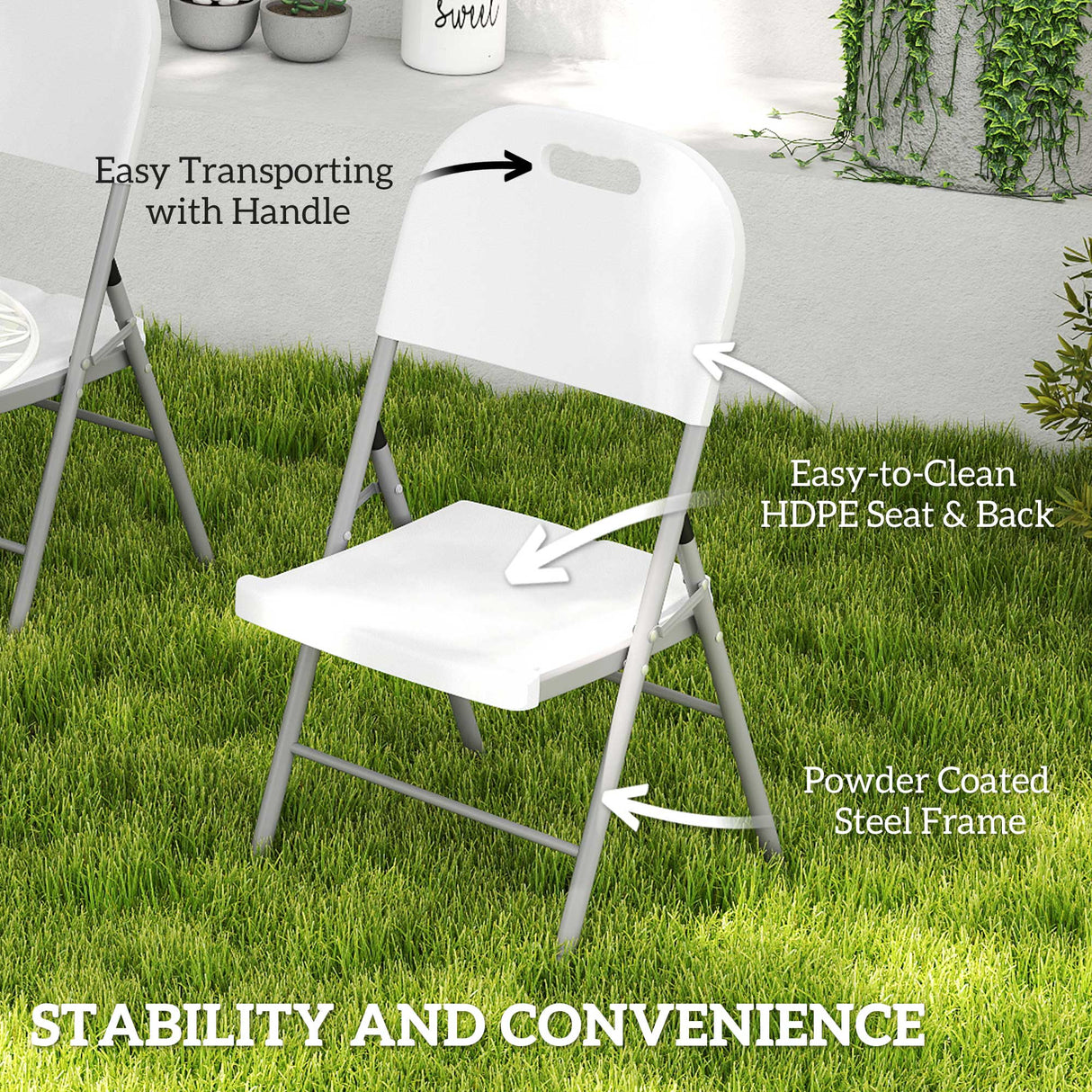 HDPE Foldable Garden Chairs in Set of 2 - Velmora