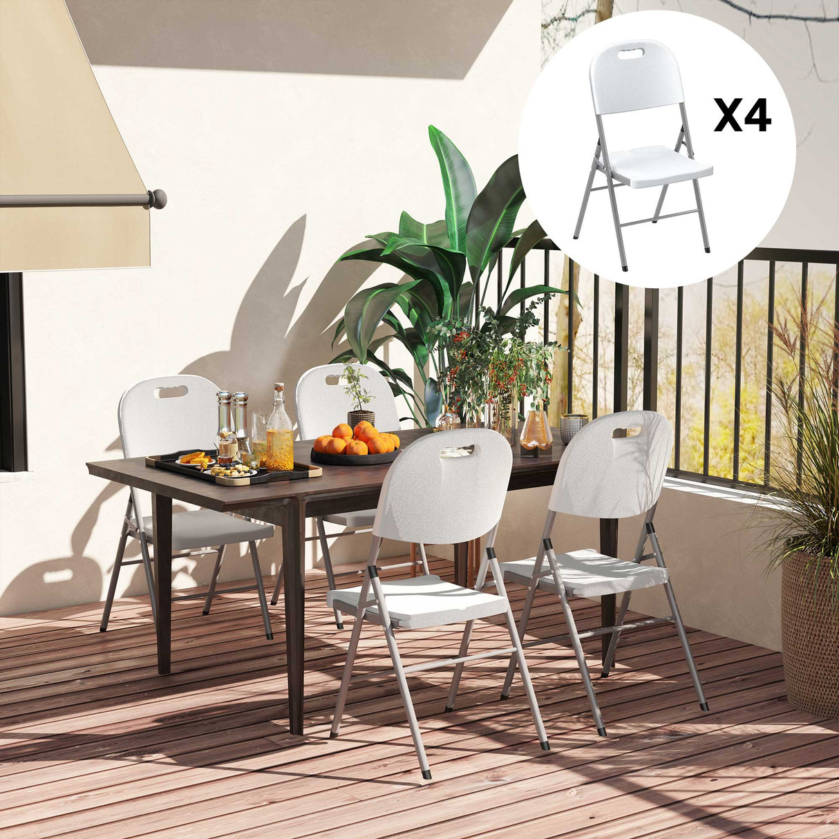 HDPE Foldable Garden Chairs in Set of 4 - Velmora