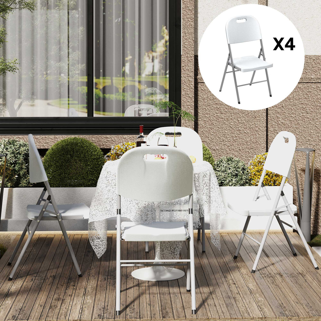 HDPE Foldable Garden Chairs in Set of 4 - Velmora