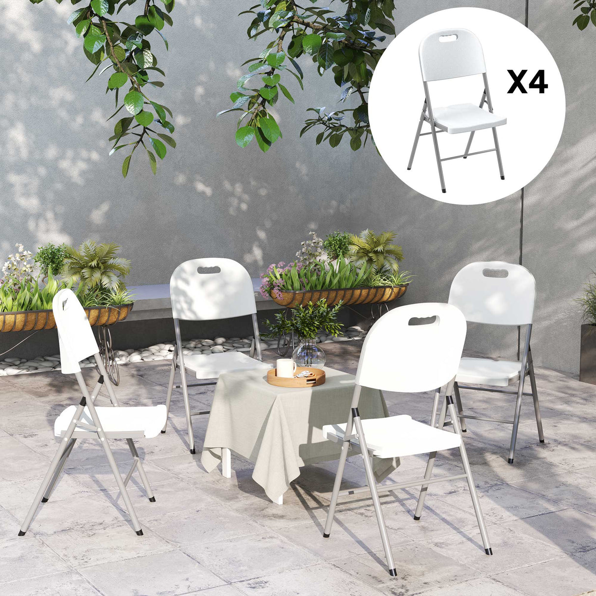HDPE Foldable Garden Chairs in Set of 4 - Velmora