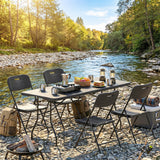 HDPE Foldable Garden Dining Set With 4 Chairs - Velmora