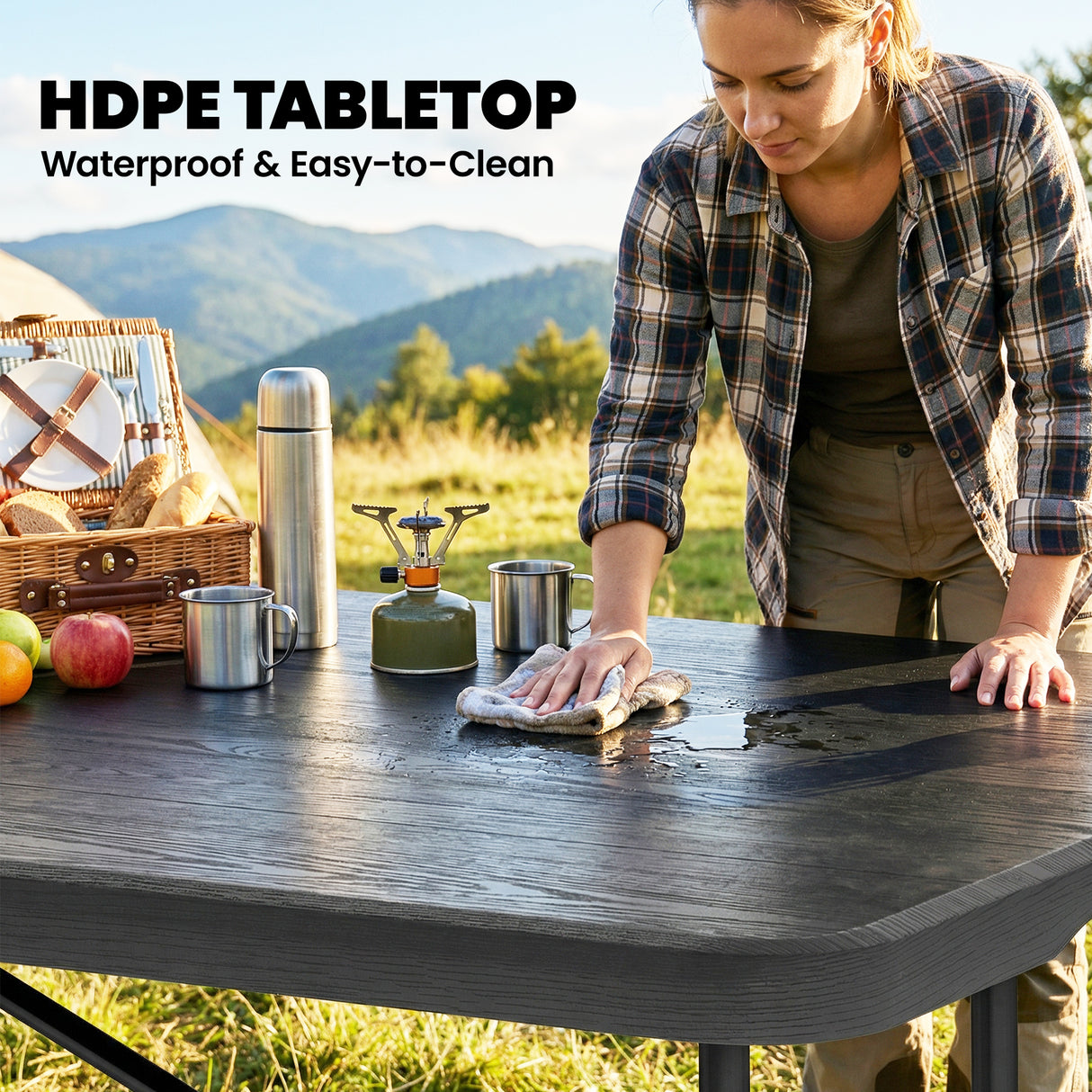 HDPE Foldable Garden Dining Set With 4 Chairs - Velmora