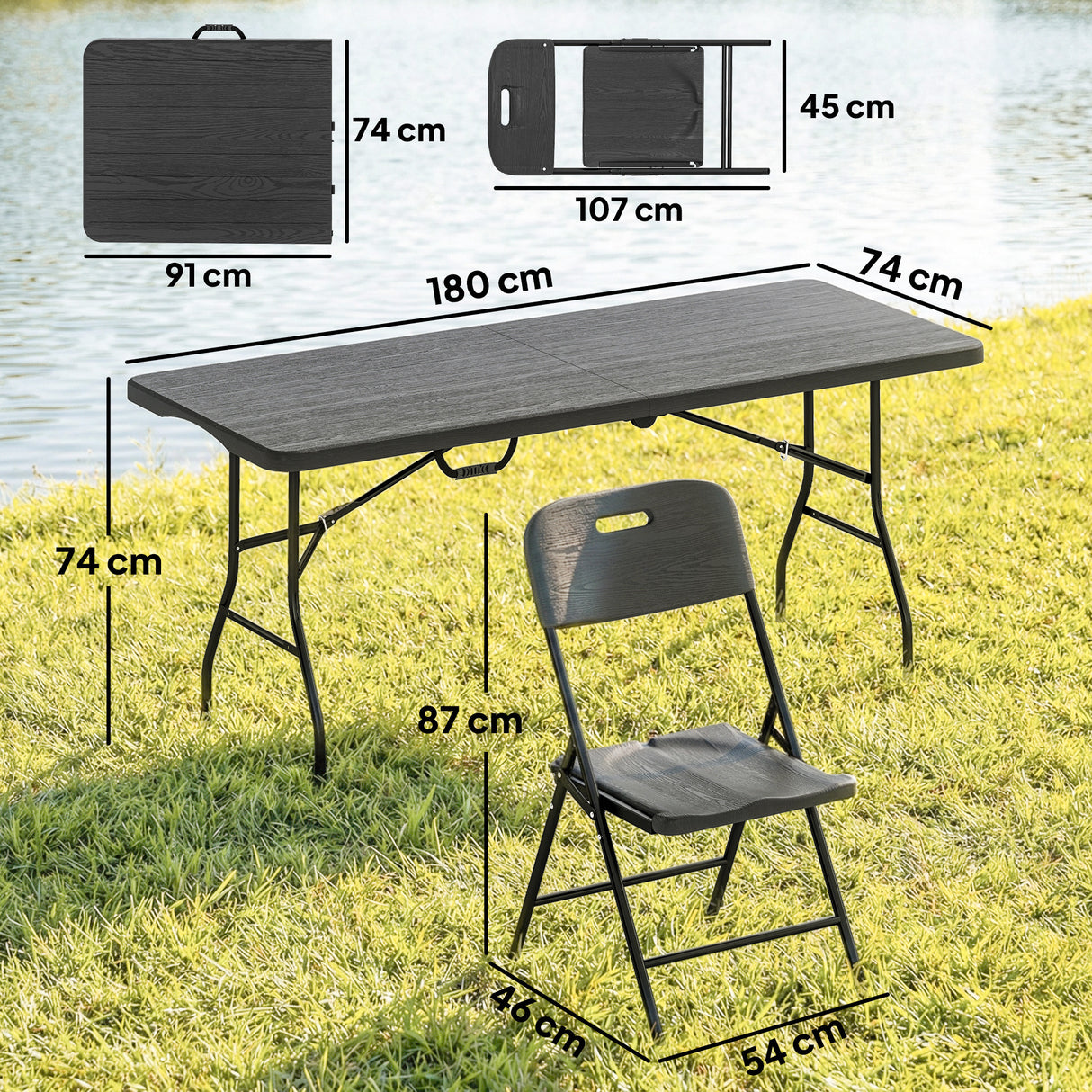 HDPE Foldable Garden Dining Set With 4 Chairs - Velmora