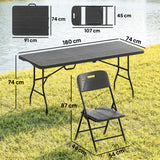 HDPE Foldable Garden Dining Set With 4 Chairs - Velmora