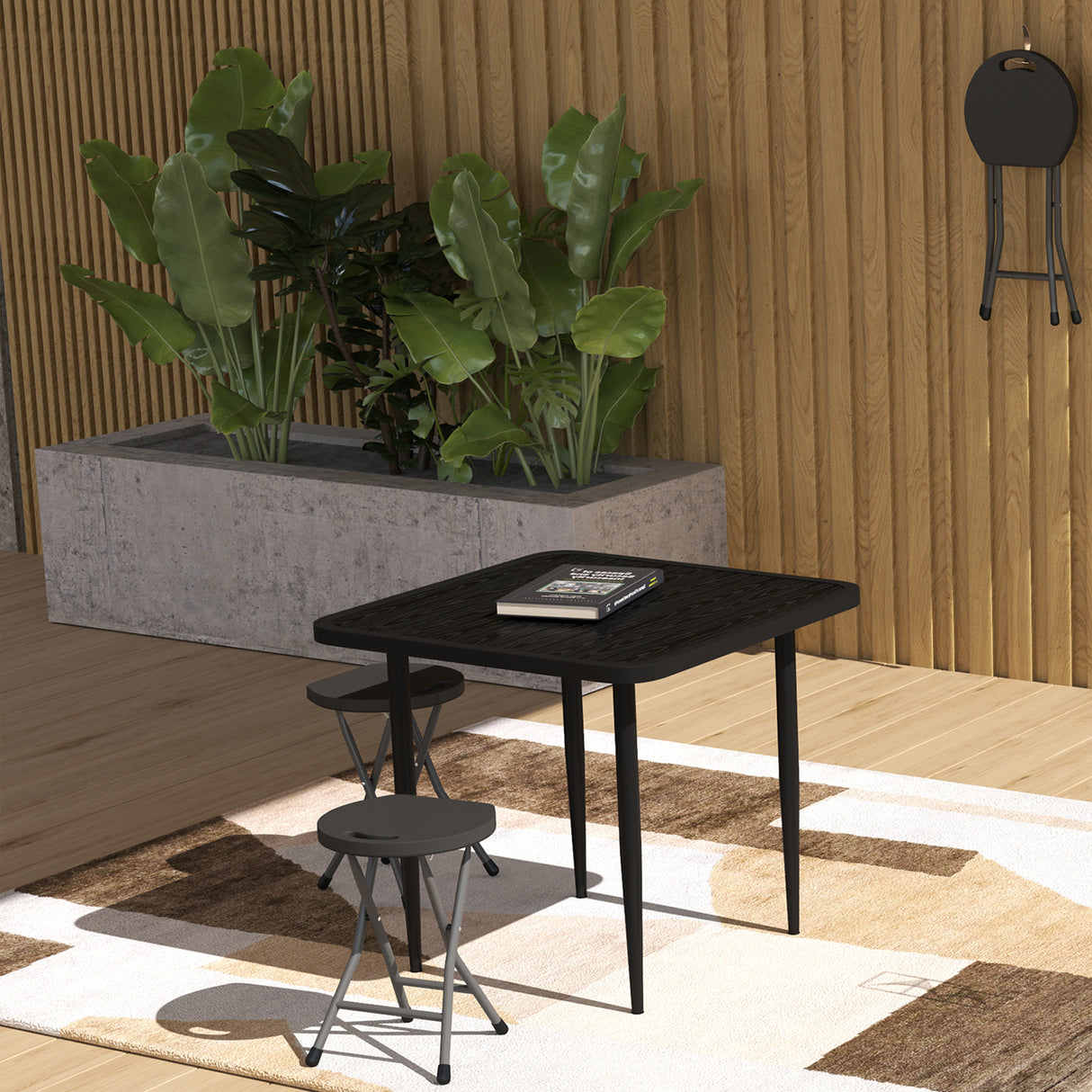 HDPE Folding Carry Stools in Set of 4 - Velmora