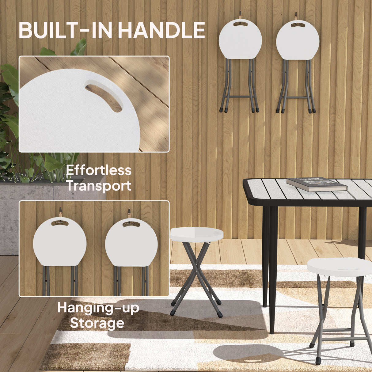 HDPE Folding Carry Stools in Set of 4 - Velmora