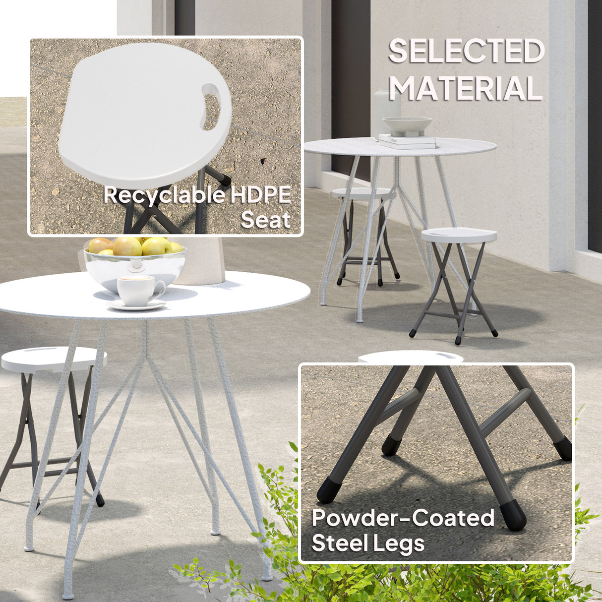 HDPE Folding Carry Stools in Set of 4 - Velmora