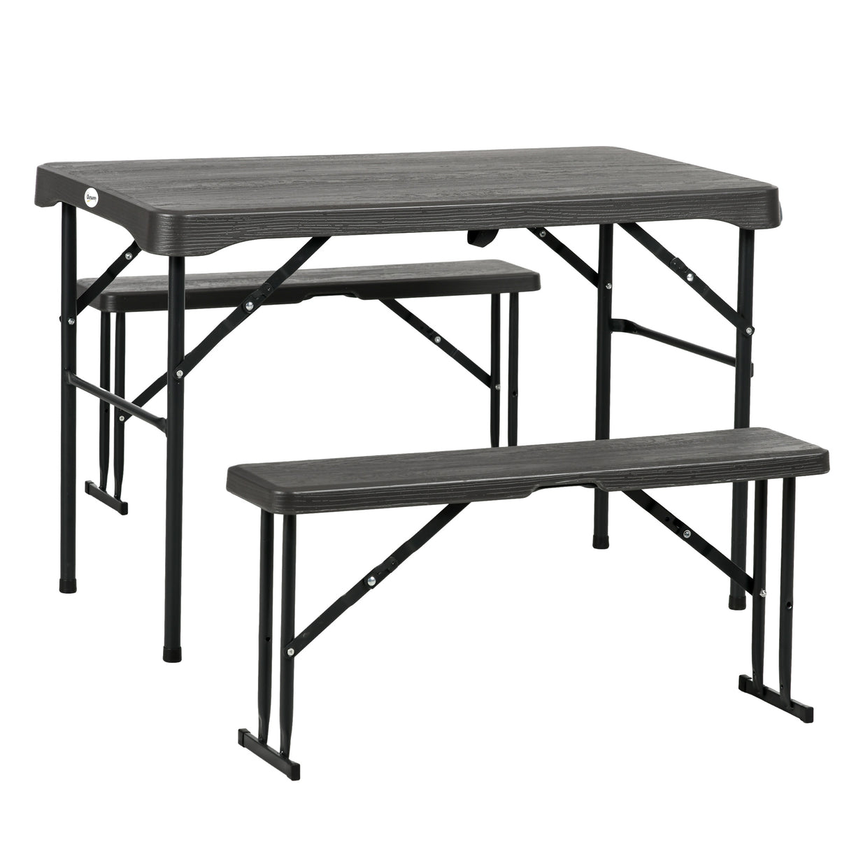 HDPE Folding Picnic Garden Dining Set With 2 Benches - Velmora