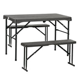 HDPE Folding Picnic Garden Dining Set With 2 Benches - Velmora