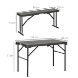 HDPE Folding Picnic Garden Dining Set With 2 Benches - Velmora