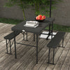 HDPE Folding Picnic Garden Dining Set With 2 Benches - Velmora