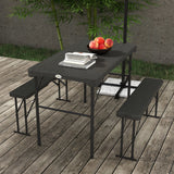 HDPE Folding Picnic Garden Dining Set With 2 Benches - Velmora