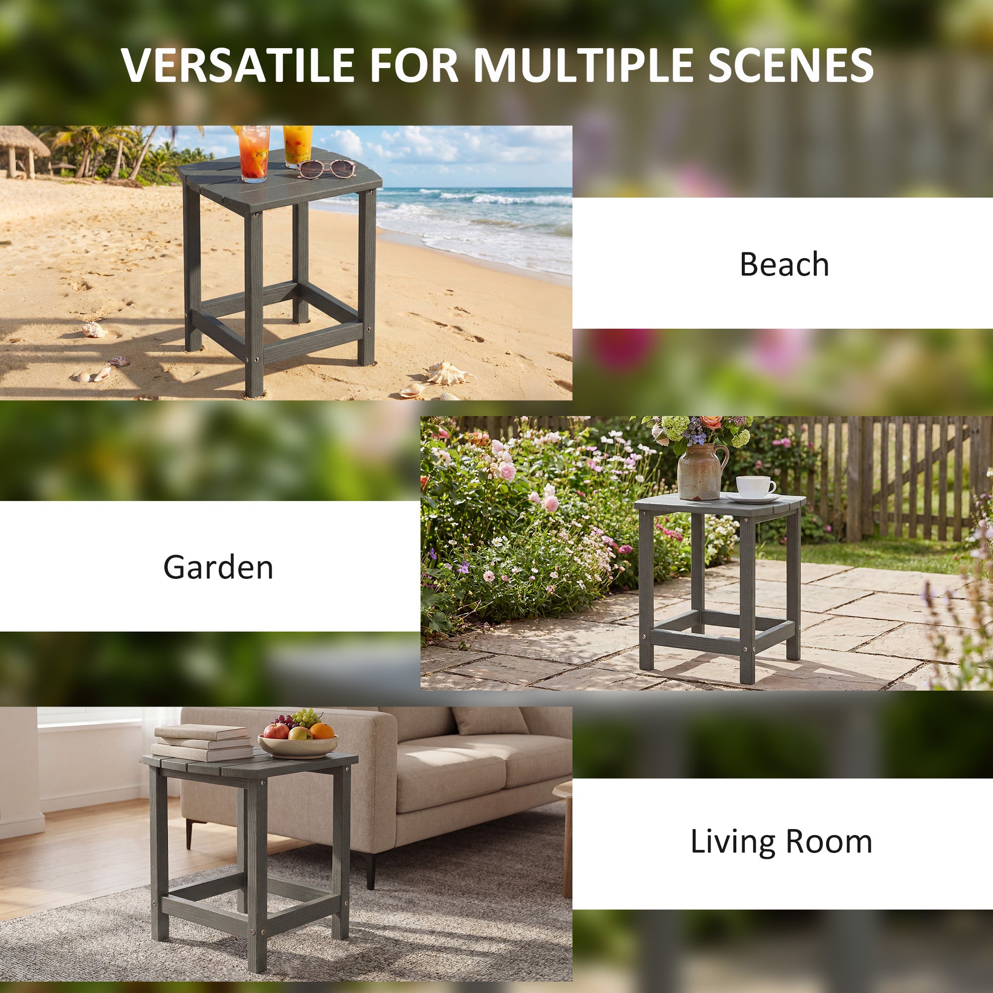 HDPE Outdoor Garden Side Table - Velmora