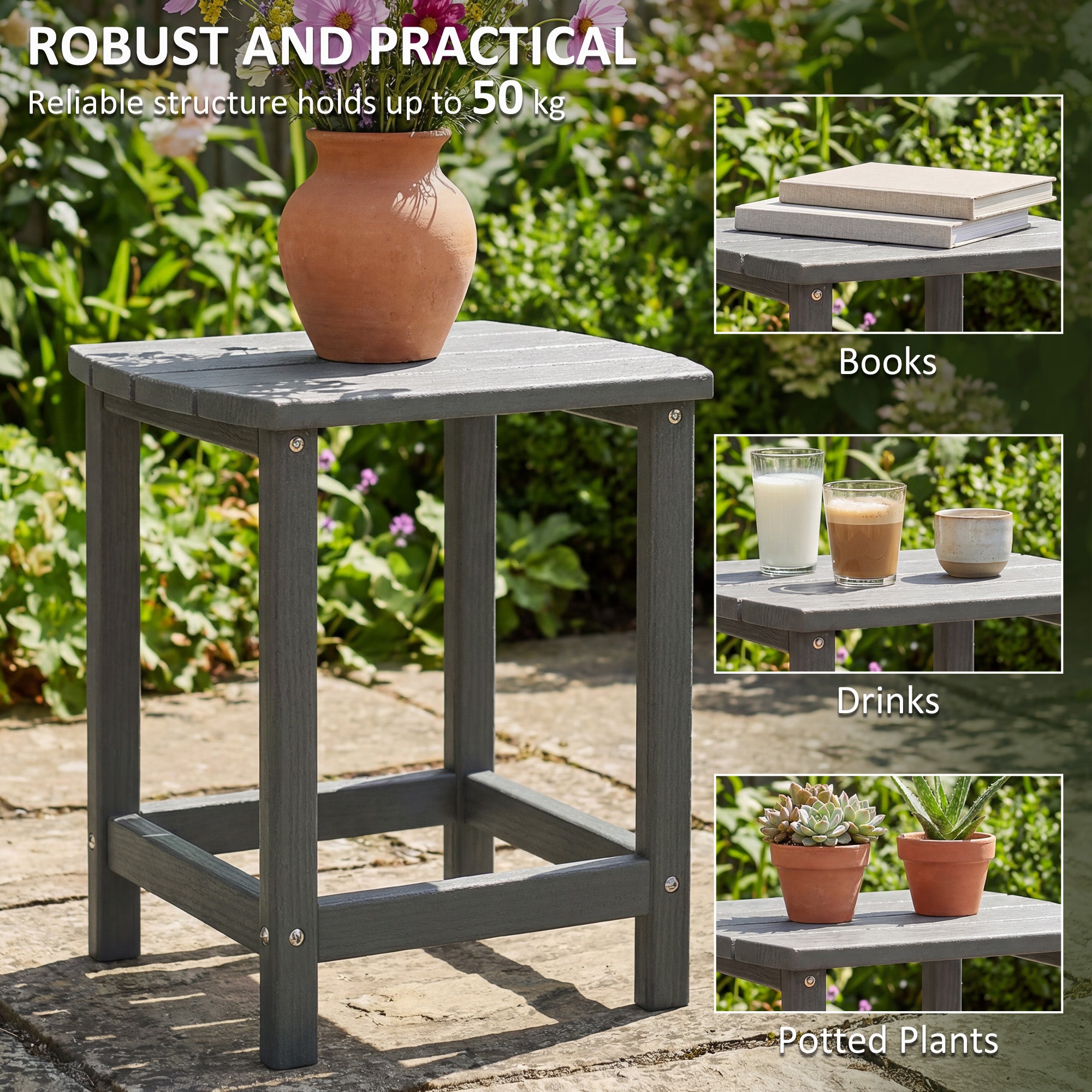 HDPE Outdoor Garden Side Table - Velmora