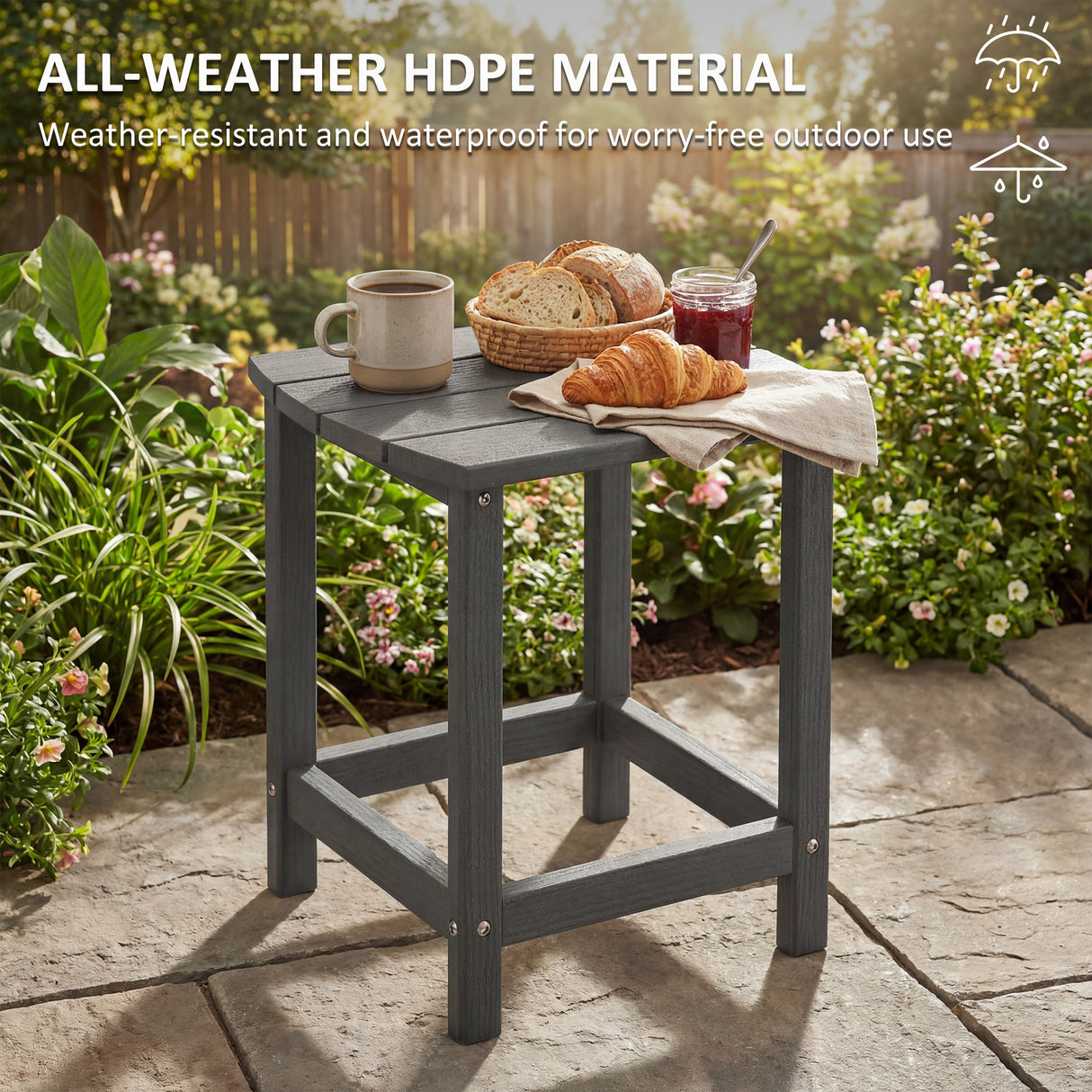 HDPE Outdoor Garden Side Table - Velmora