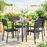 HDPE Stackable Garden Chairs in Set of 4 - Velmora