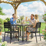HDPE Stackable Garden Chairs in Set of 4 - Velmora