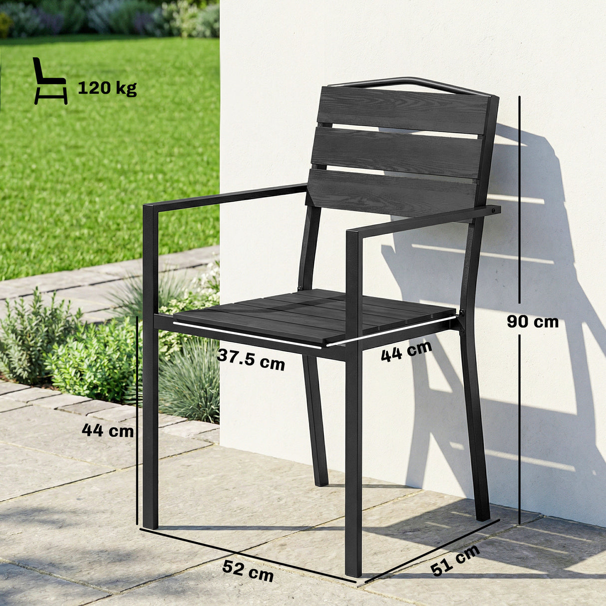 HDPE Stackable Garden Chairs in Set of 4 - Velmora