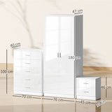 High Gloss 3 Piece Bedroom Furniture Set With 2 Doors Wardrobe - Velmora
