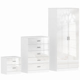 High Gloss 3 Piece Bedroom Furniture Set With 2 Doors Wardrobe - Velmora