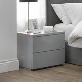 High Gloss Bedside Cabinet With 2 Drawers - Monaco