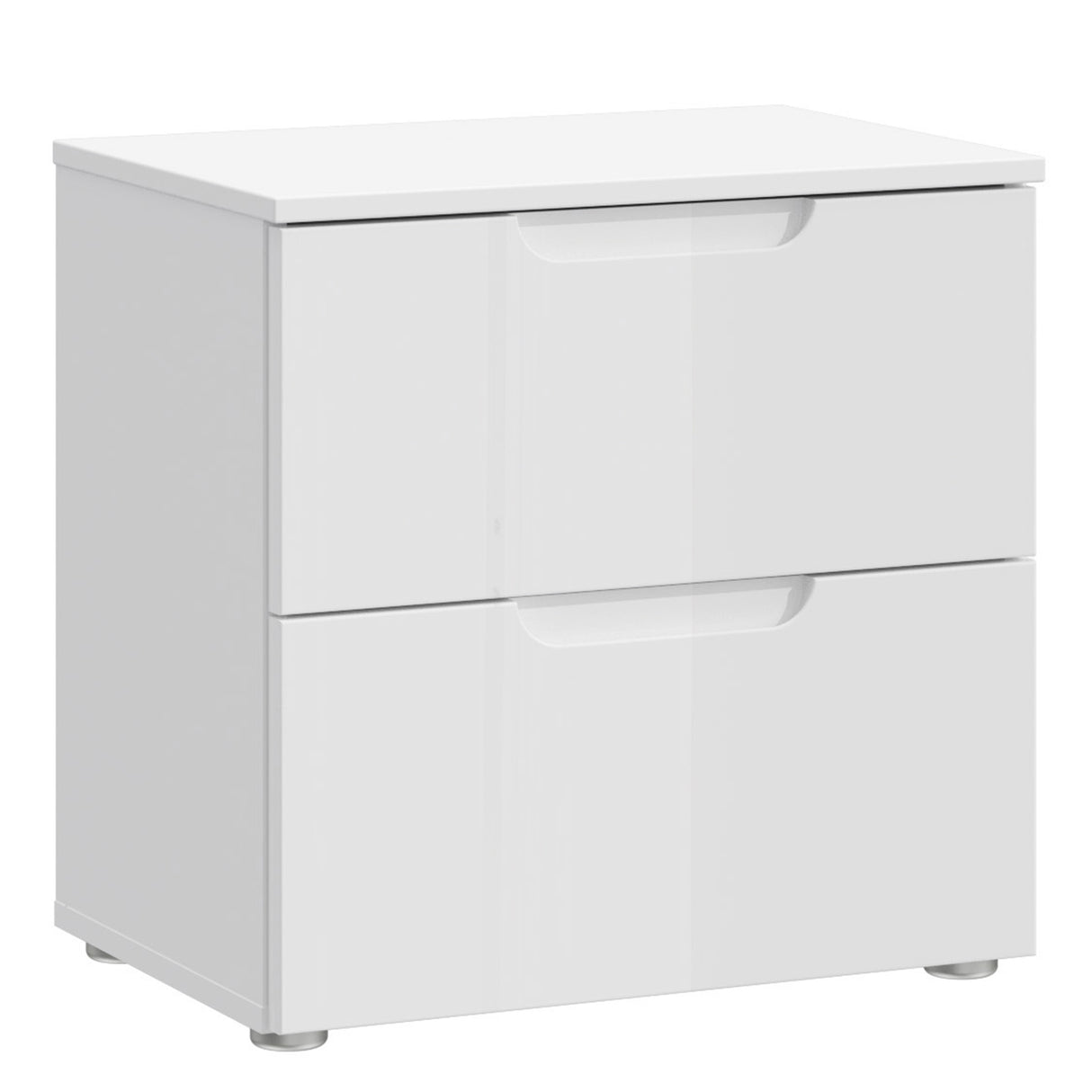 High Gloss Bedside Cabinet With 2 Drawers - Sienna