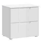 High Gloss Bedside Cabinet With 2 Drawers - Sienna