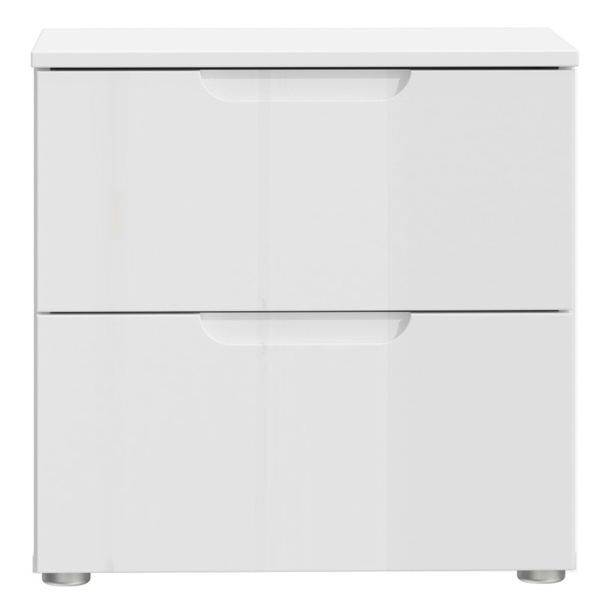 High Gloss Bedside Cabinet With 2 Drawers - Sienna