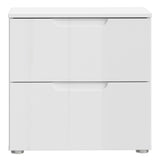 High Gloss Bedside Cabinet With 2 Drawers - Sienna