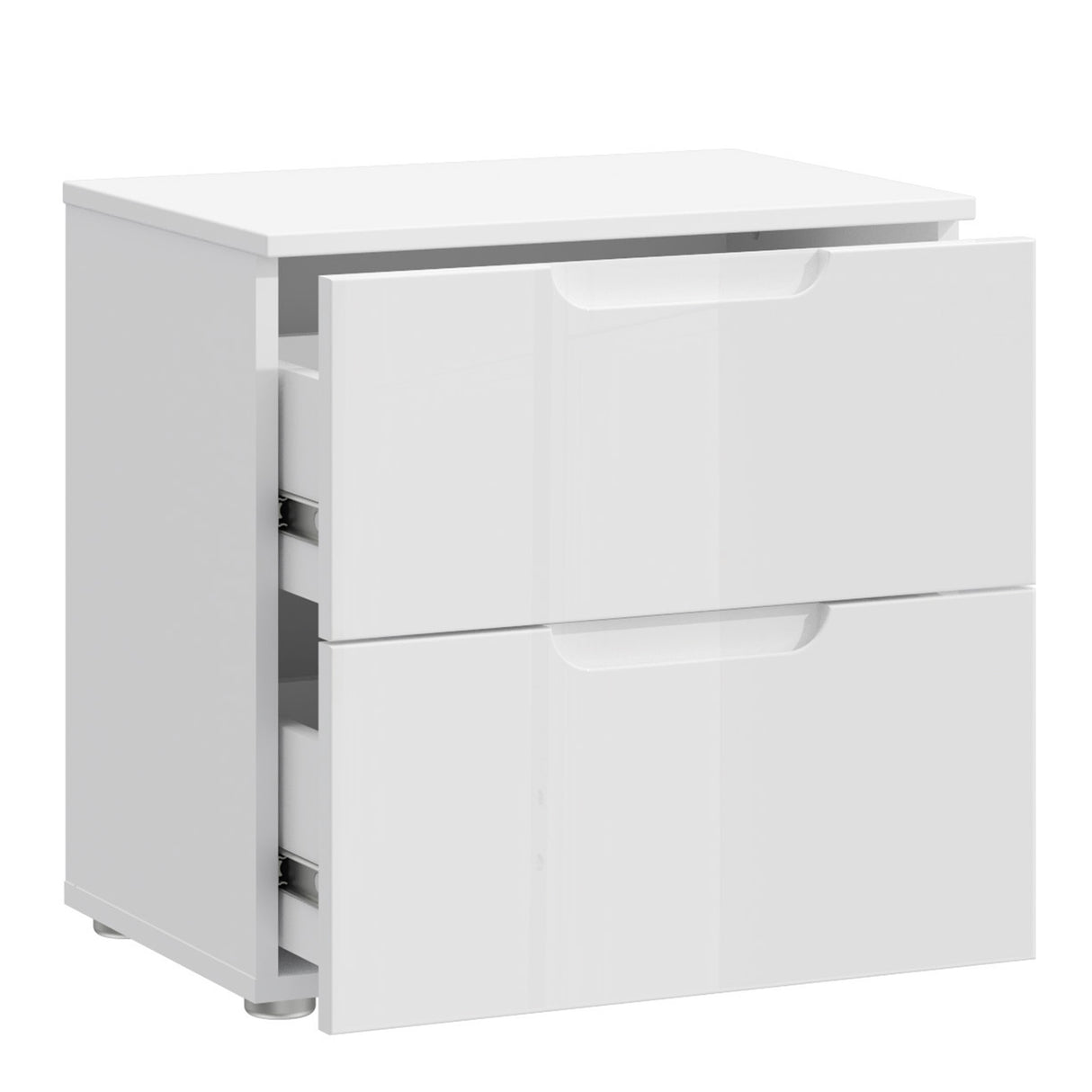 High Gloss Bedside Cabinet With 2 Drawers - Sienna