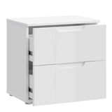 High Gloss Bedside Cabinet With 2 Drawers - Sienna