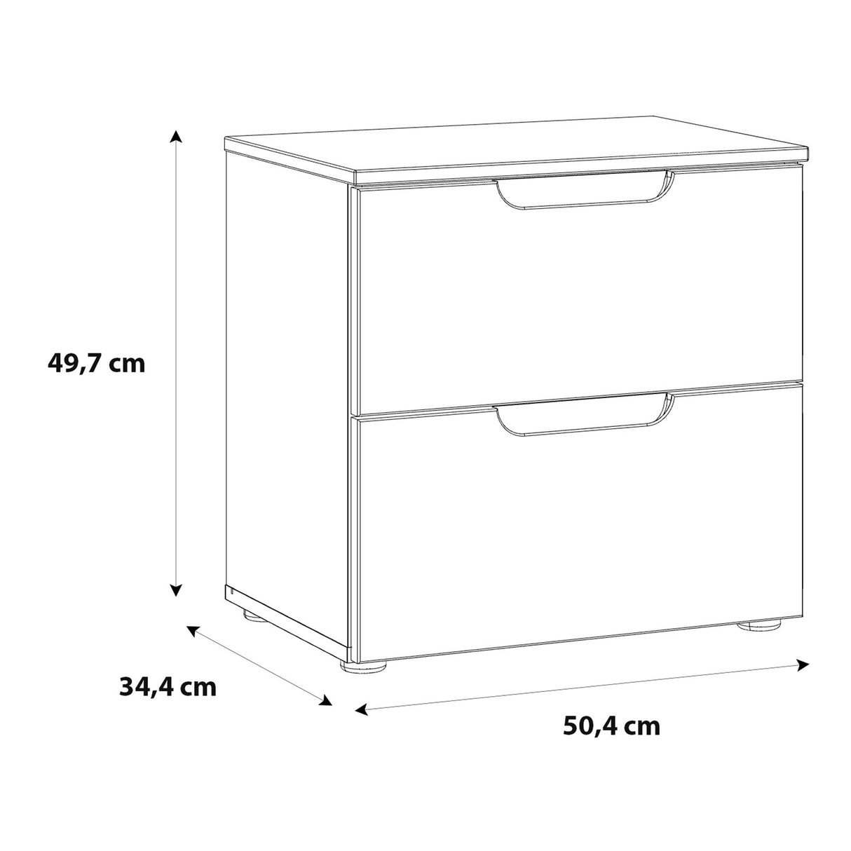 High Gloss Bedside Cabinet With 2 Drawers - Sienna