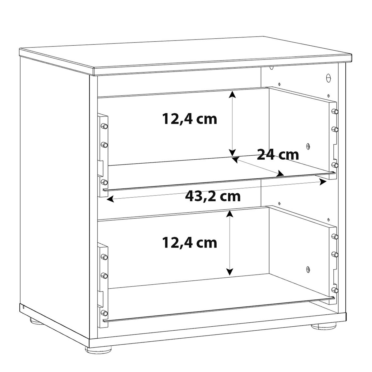 High Gloss Bedside Cabinet With 2 Drawers - Sienna