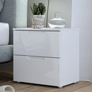 High Gloss Bedside Cabinet With 2 Drawers - Sienna