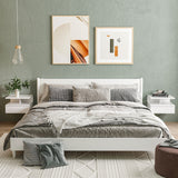 High Gloss Bedside Cabinet 35cm Wide Wall Hung With 1 Drawer - Velmora