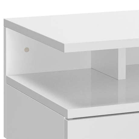 High Gloss Bedside Cabinet 35cm Wide Wall Hung With 1 Drawer - Velmora