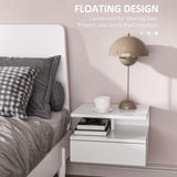 High Gloss Bedside Cabinet 35cm Wide Wall Hung With 1 Drawer - Velmora