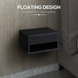 High Gloss Bedside Cabinet 37cm Wide Wall Hung With 1 Drawer in Set Of 2 - Velmora
