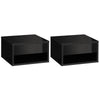 High Gloss Bedside Cabinet 37cm Wide Wall Hung With 1 Drawer in Set Of 2 - Velmora