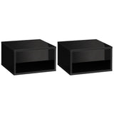 High Gloss Bedside Cabinet 37cm Wide Wall Hung With 1 Drawer in Set Of 2 - Velmora